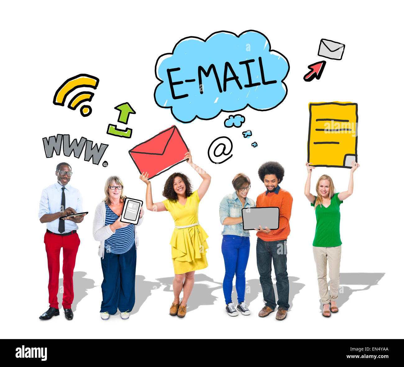 Un gruppo di persone con i concetti di networking Foto Stock