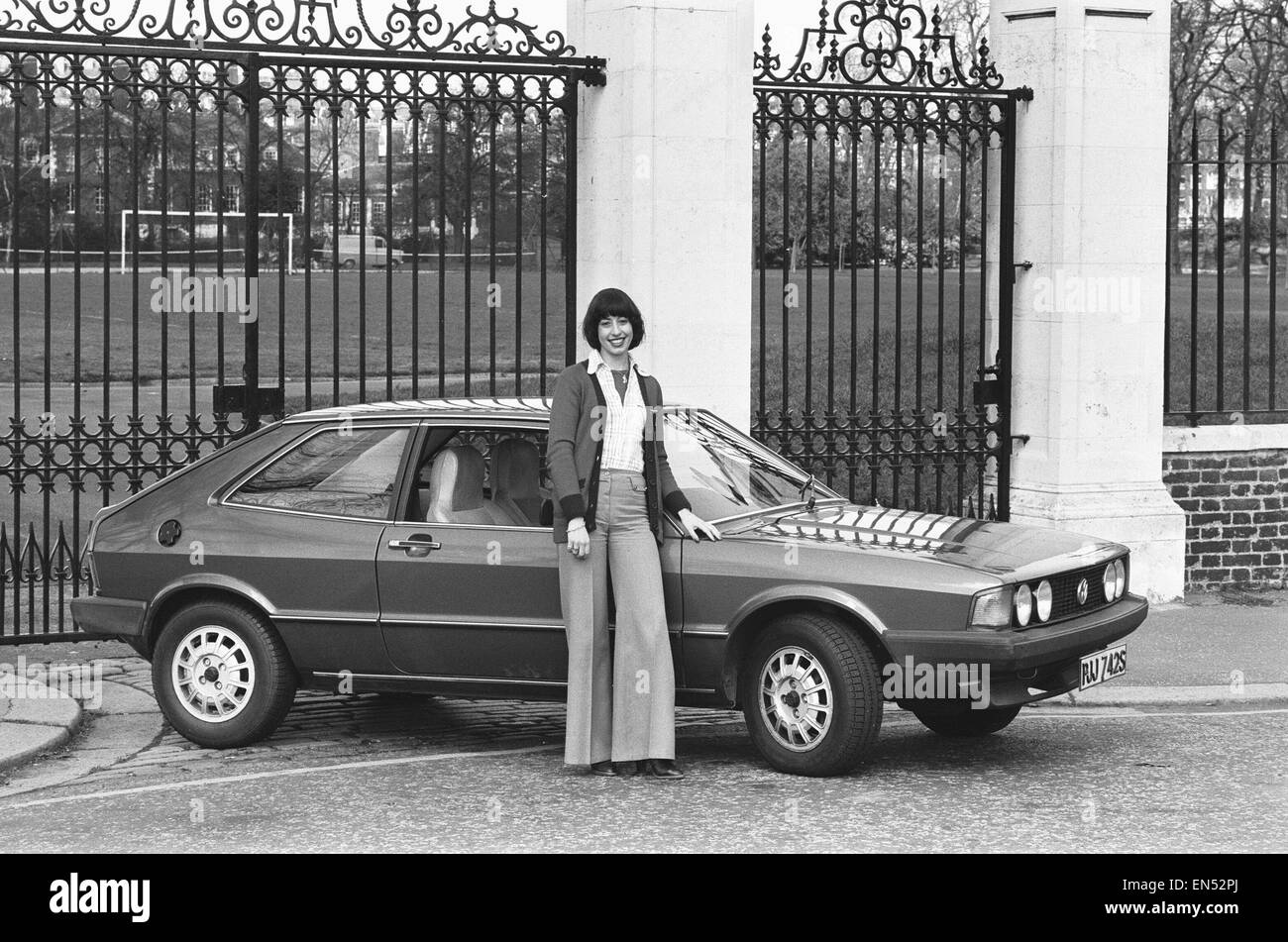 VW Scirroco il primo premio della sveglia Win-A-auto della concorrenza circa 1977 Foto Stock