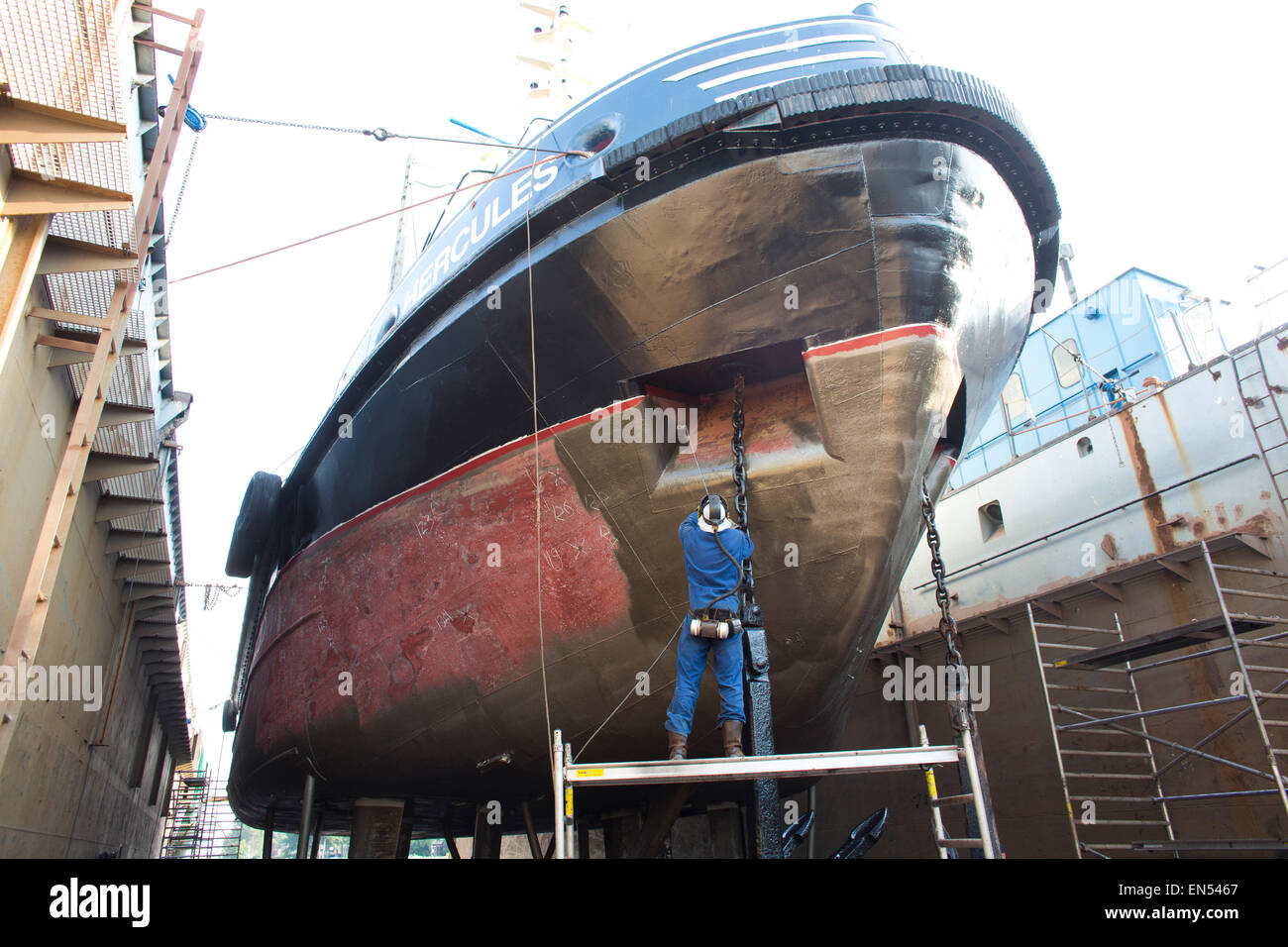 Manutenzione della nave in Olanda Foto Stock