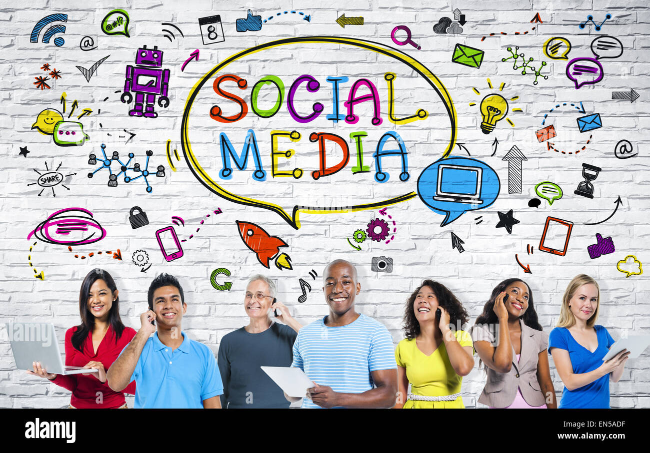 Persone con i Social Media Communication Foto Stock