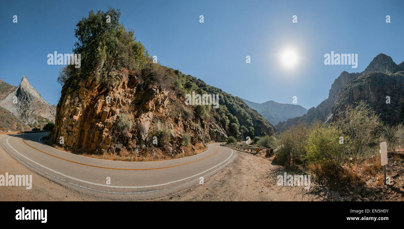 Kings Canyon National Park panorama tree con la montagna Foto Stock