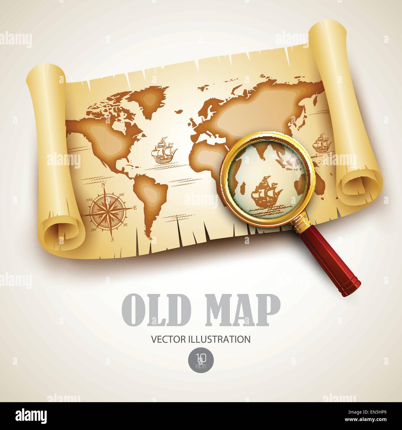 Vecchio vintage map. Illustrazione vettoriale EPS 10 Illustrazione Vettoriale