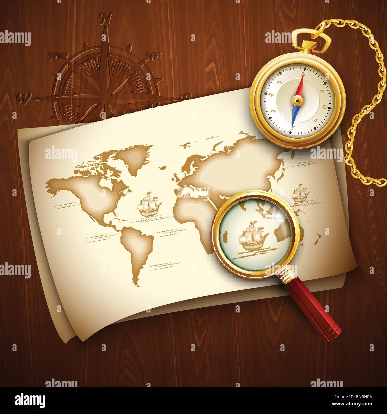 Vecchio vintage map. Illustrazione vettoriale EPS 10 Illustrazione Vettoriale