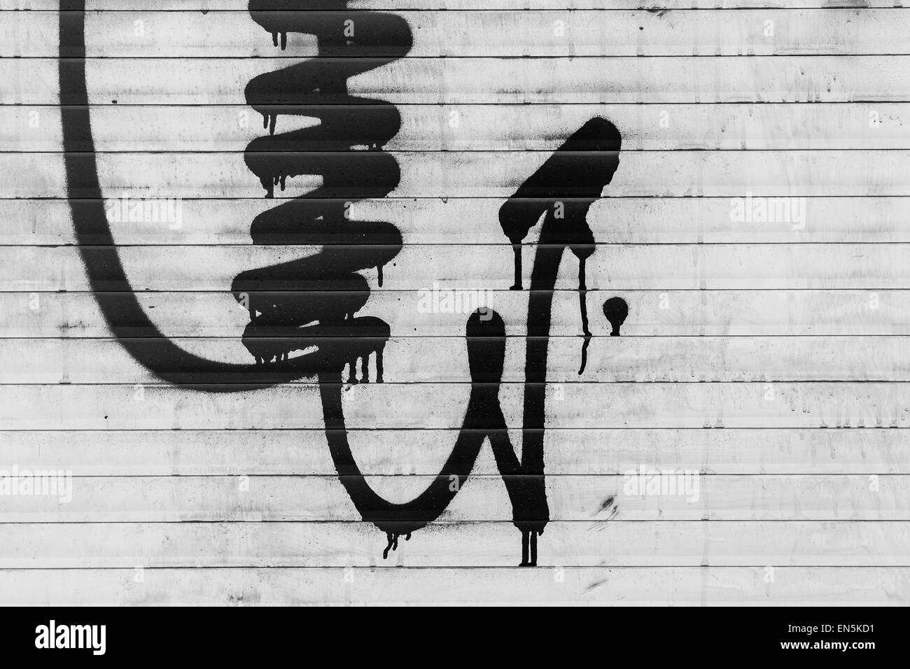 Street Art Wall Black and White Graffiti Closeup Dirty Wall Random Foto Stock