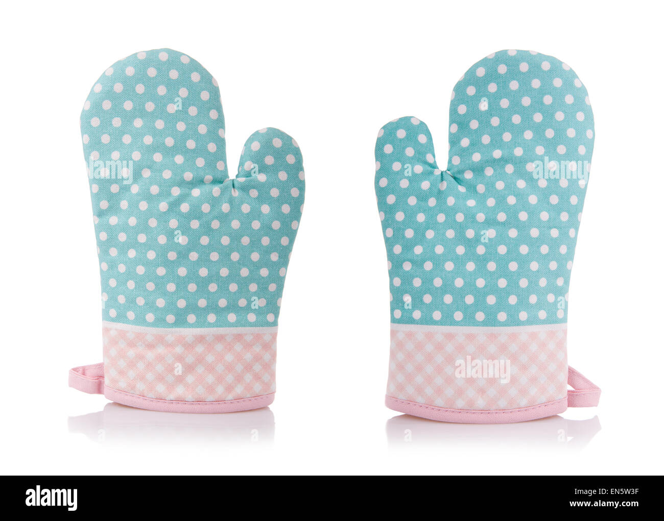 Cucina tratteggiata i guanti da forno coppia Foto Stock