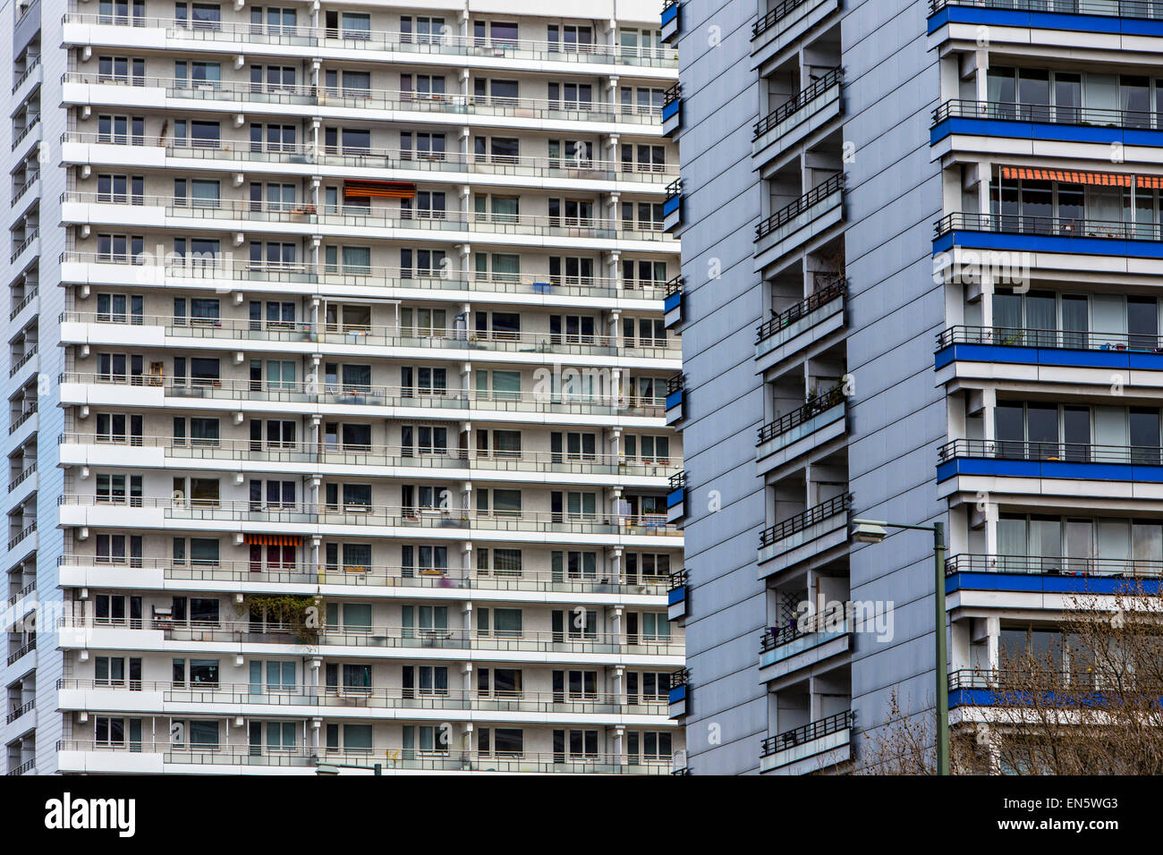 Appartamento sky raschiatori, fino a 25 piani, costruire in ther 1960, Berlino est, oltre 2000 appartamenti, Leipziger Street, Berlino, Foto Stock