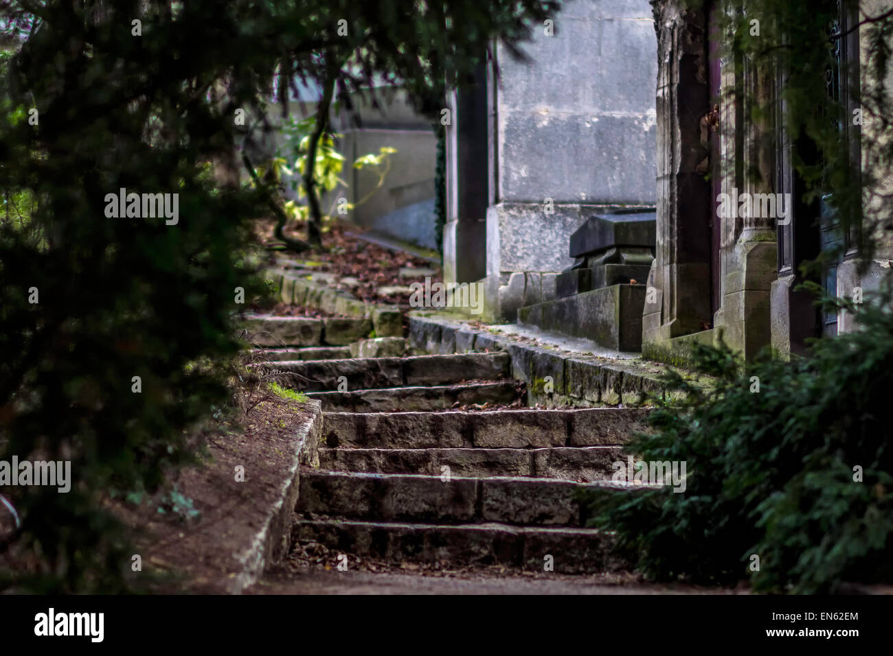 Scala presso il Cimitero di Père Lachaise Cemetey Foto Stock