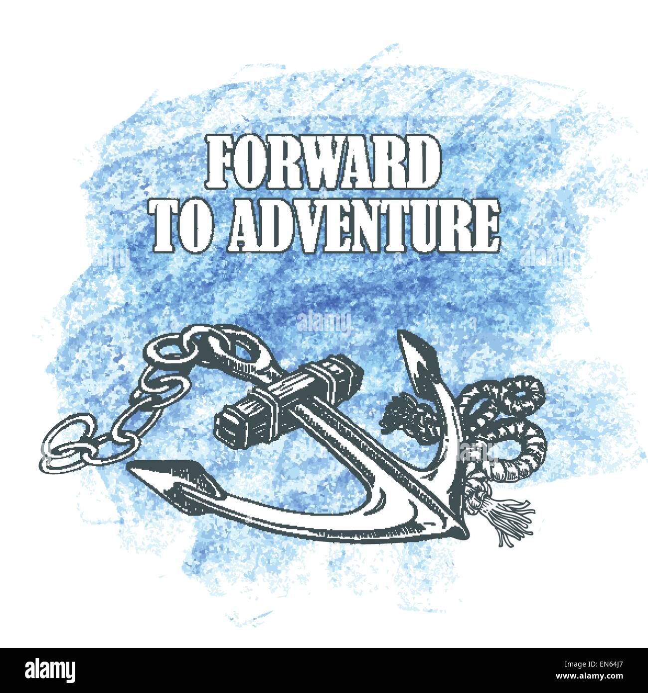 In avanti per l'avventura. Vettore disegnati a mano illustrazione di un elemento di ancoraggio Illustrazione Vettoriale