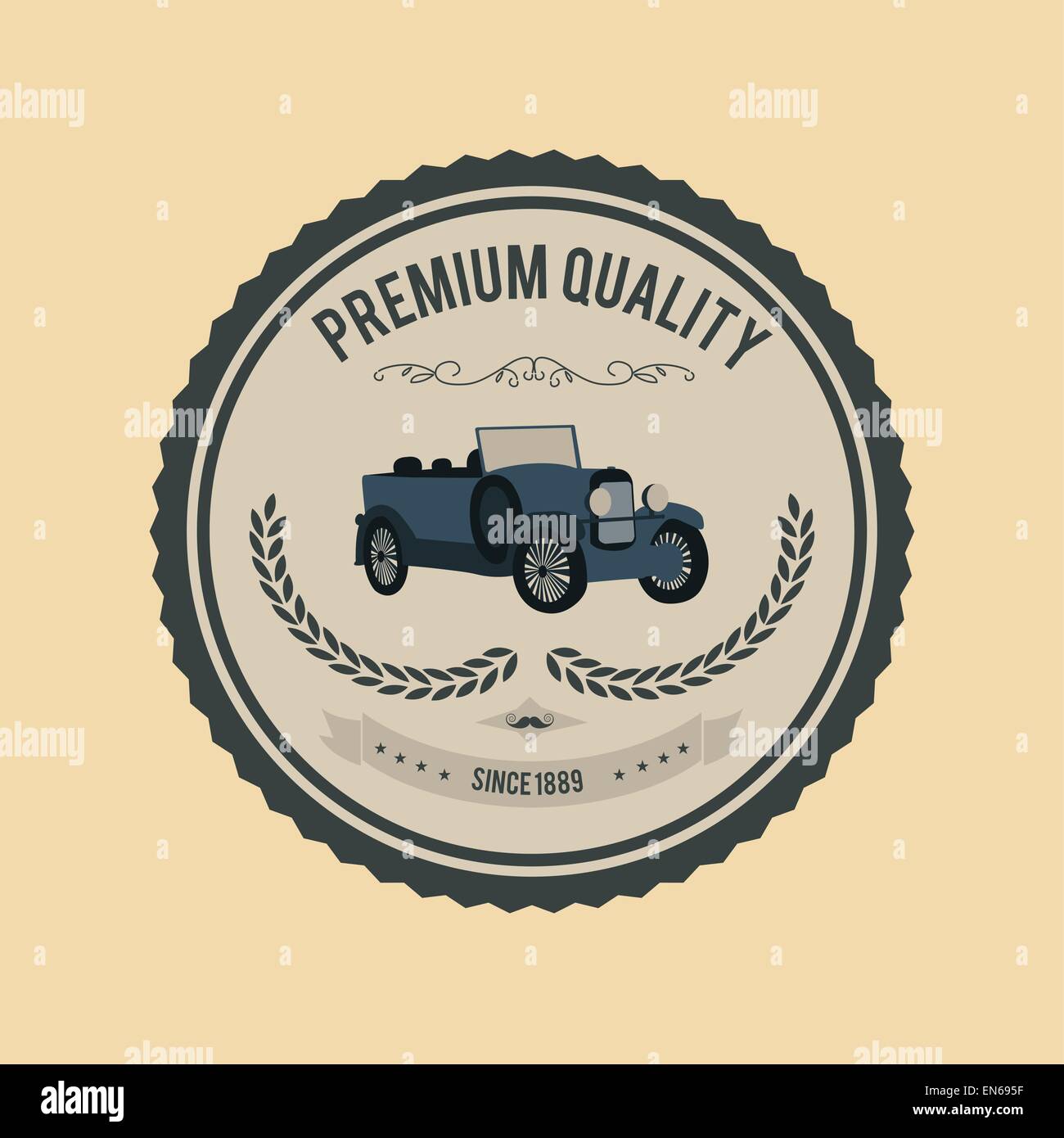 Qualità Premium vettore di badge con auto Illustrazione Vettoriale