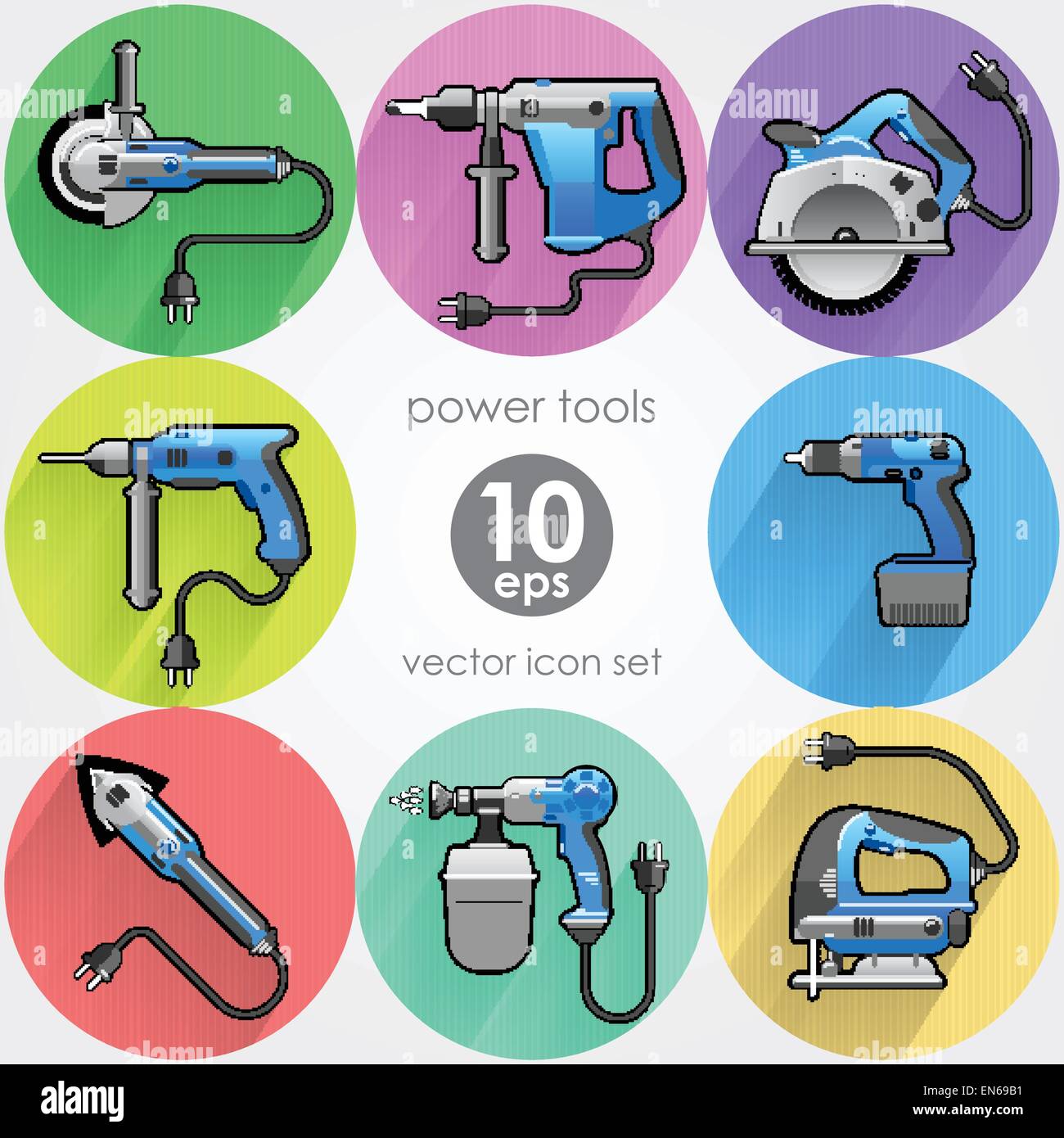 L'utensile di potenza impostata. Illustrazione Vettoriale. Attrezzature Builder Illustrazione Vettoriale