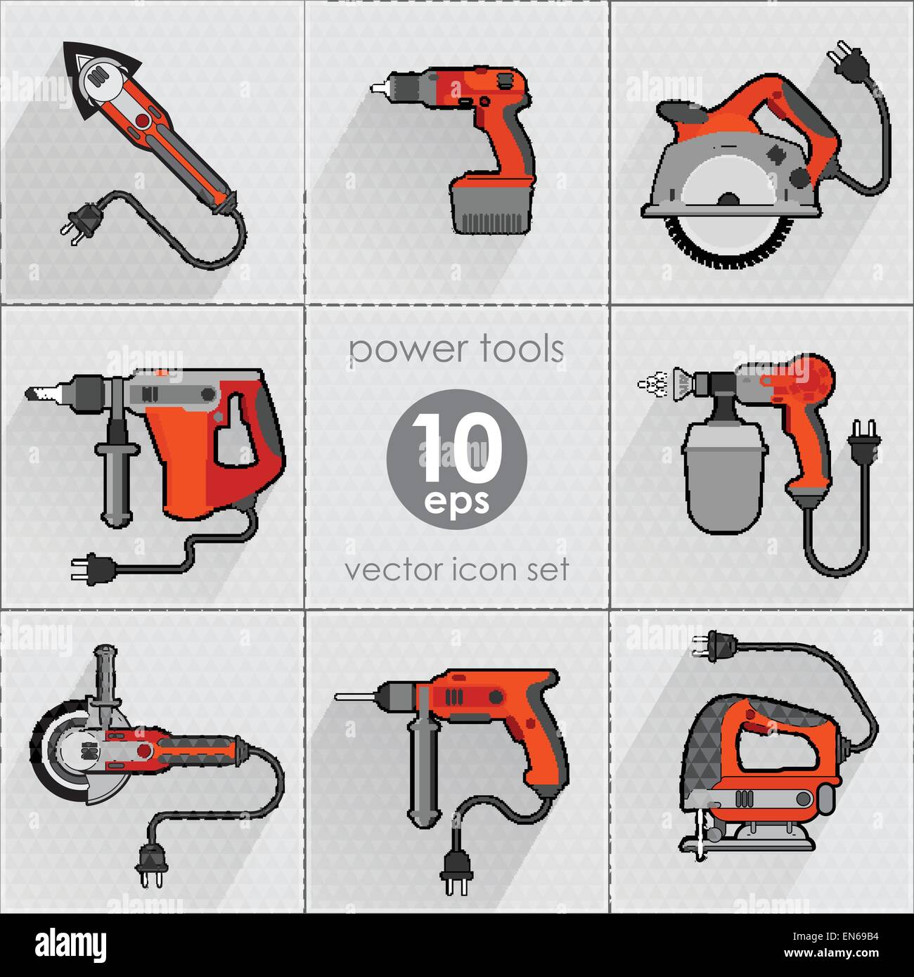 L'utensile di potenza impostata. Illustrazione Vettoriale. Attrezzature Builder Illustrazione Vettoriale