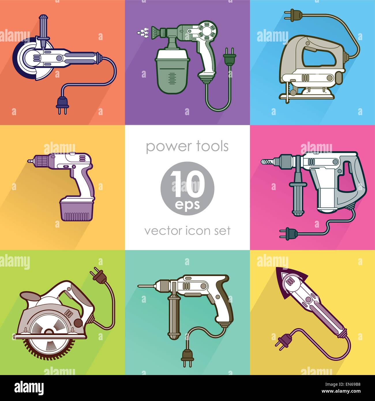 L'utensile di potenza impostata. Illustrazione Vettoriale. Attrezzature Builder Illustrazione Vettoriale