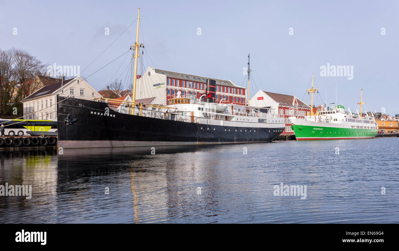 Passeggero vecchia nave a vapore Rogaland ormeggiata in Stavanger, Norvegia. Foto Stock