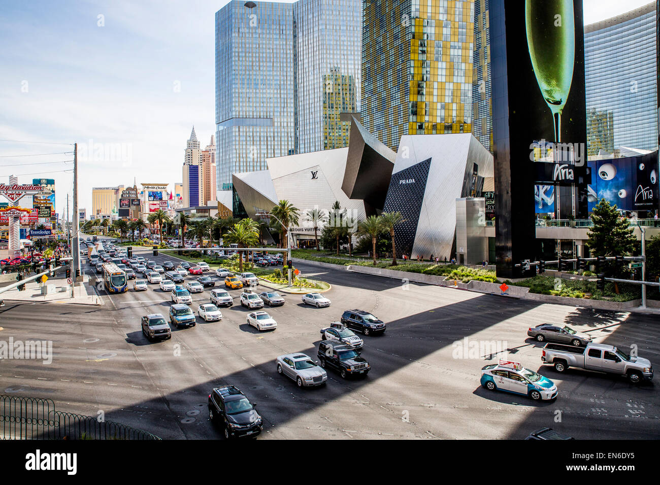 Las Vegas Cityscape e traffico Foto Stock