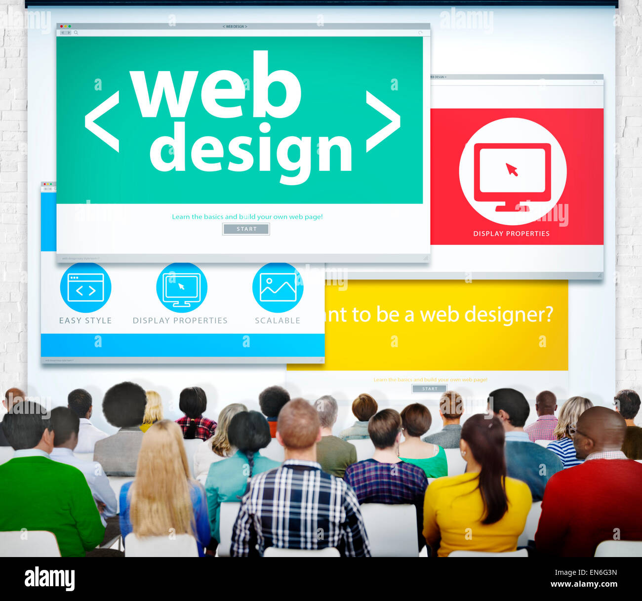 Web Design Online Seminario di apprendimento della tecnologia il concetto del sito Web Foto Stock