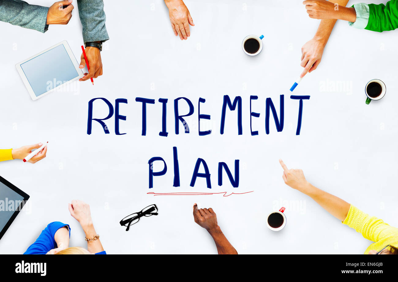 Persone di etnia piano di pensionamento di brainstorming Concetto di discussione Foto Stock
