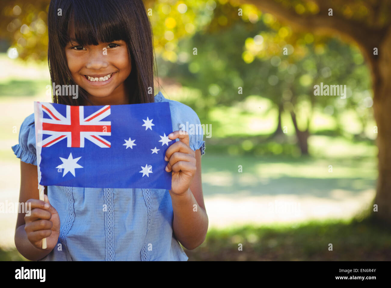 Carino bambina con bandiera australiana Foto Stock