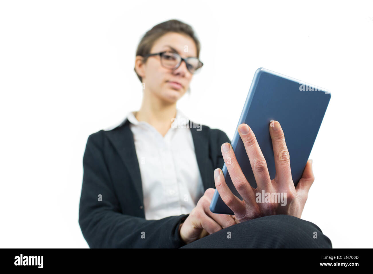 Imprenditrice utilizzando un tablet pc Foto Stock