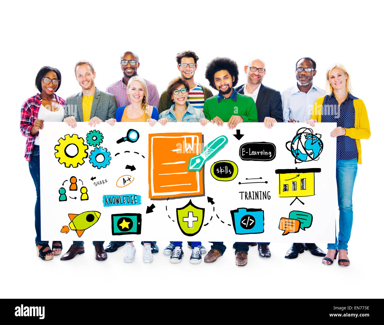 Multi etnico Training di gruppo il lavoro di squadra idee il concetto di informazione Foto Stock