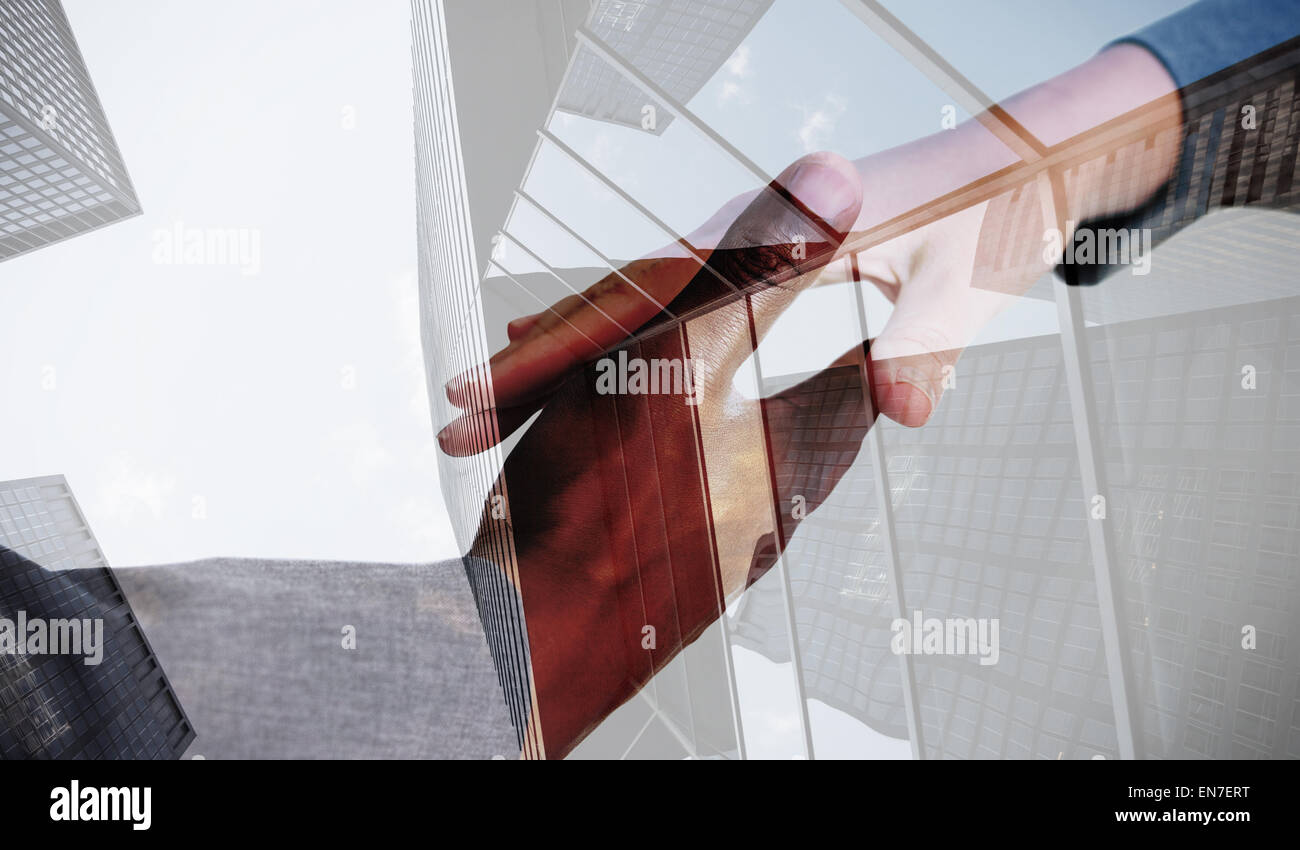 Immagine composita di imprenditori andando ad agitare le mani Foto Stock