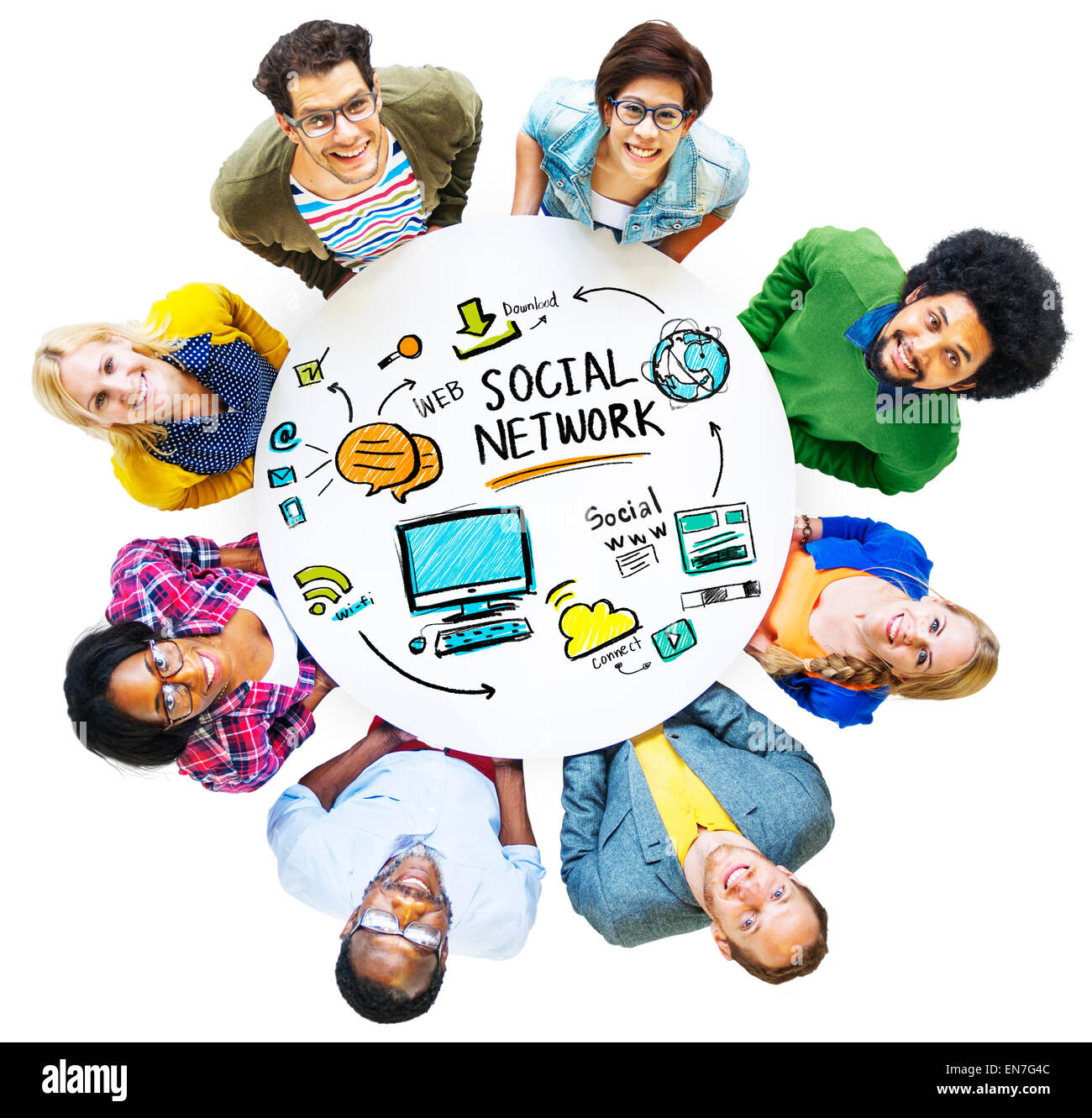 Rete sociale Social Media Le persone che cercano di concetto Foto Stock