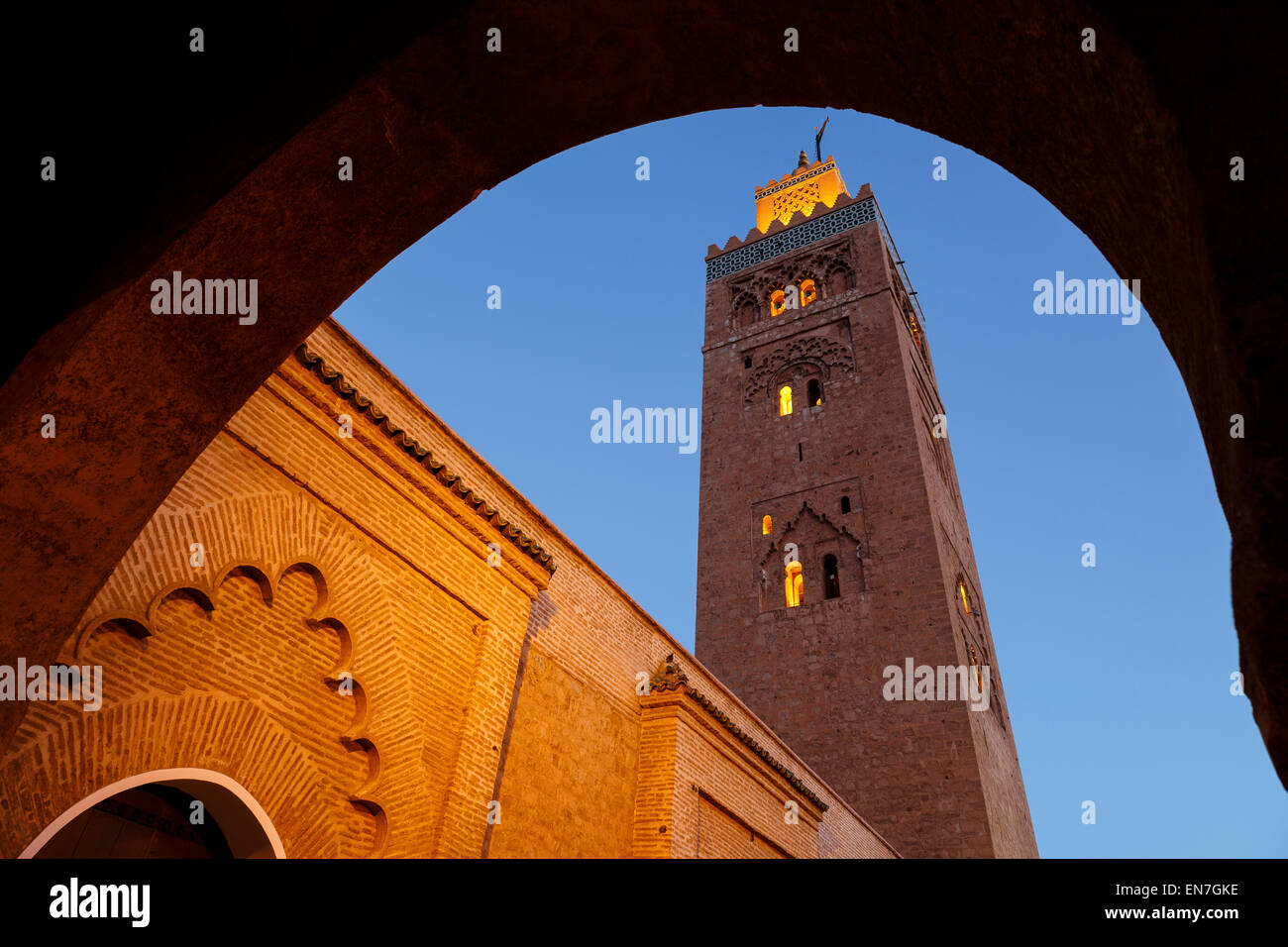 La Moschea di Koutoubia. Marrakech. Il Marocco. Il Nord Africa. Africa Foto Stock