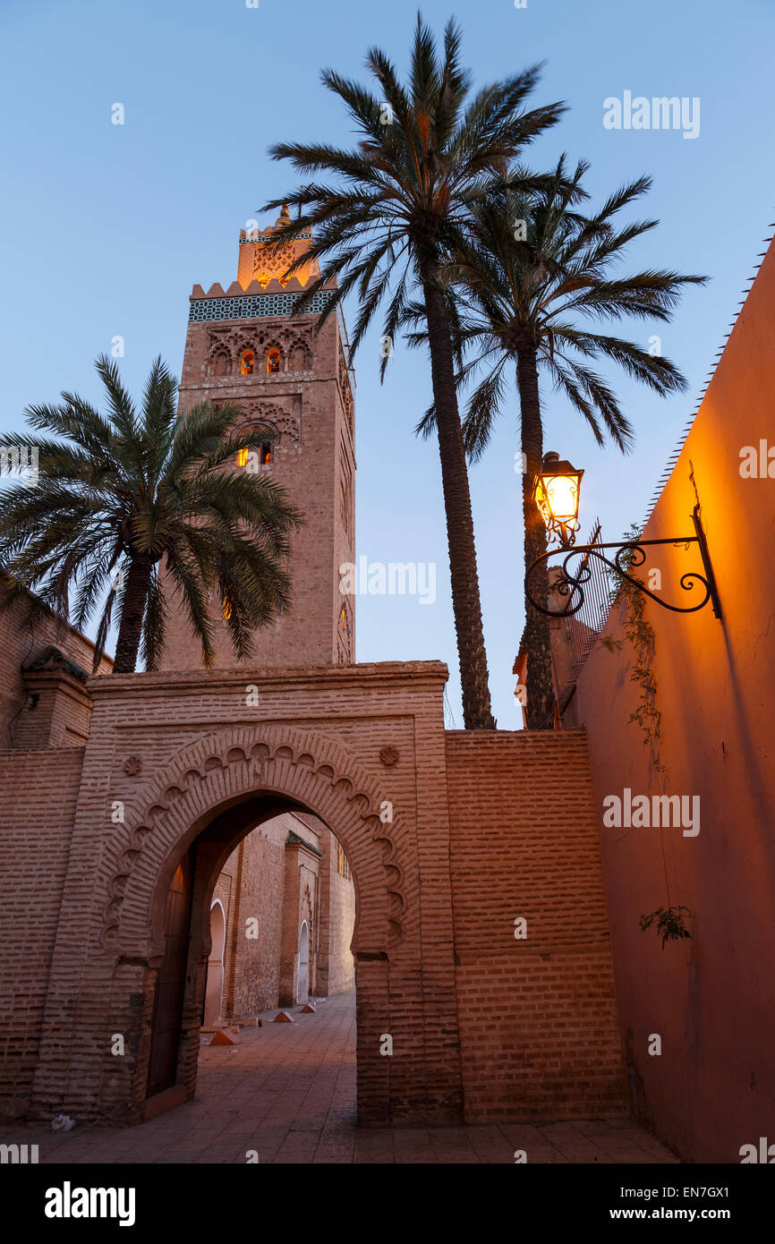 La Moschea di Koutoubia. Marrakech. Il Marocco. Il Nord Africa. Africa Foto Stock
