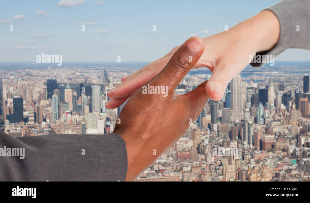 Immagine composita di imprenditori andando ad agitare le mani Foto Stock