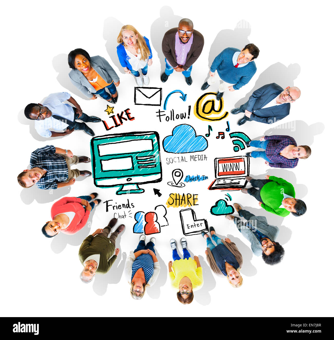 Multietnica connessione Persone Corporate Social Media Concept Foto Stock