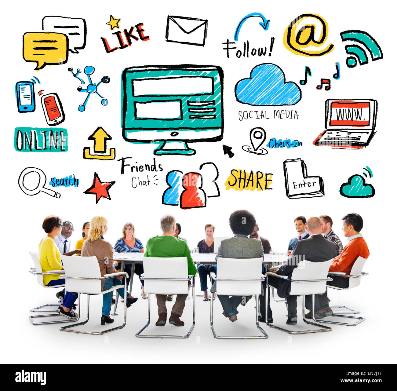 Popolazione multietnica incontro di discussione sui Social Media Concept Foto Stock