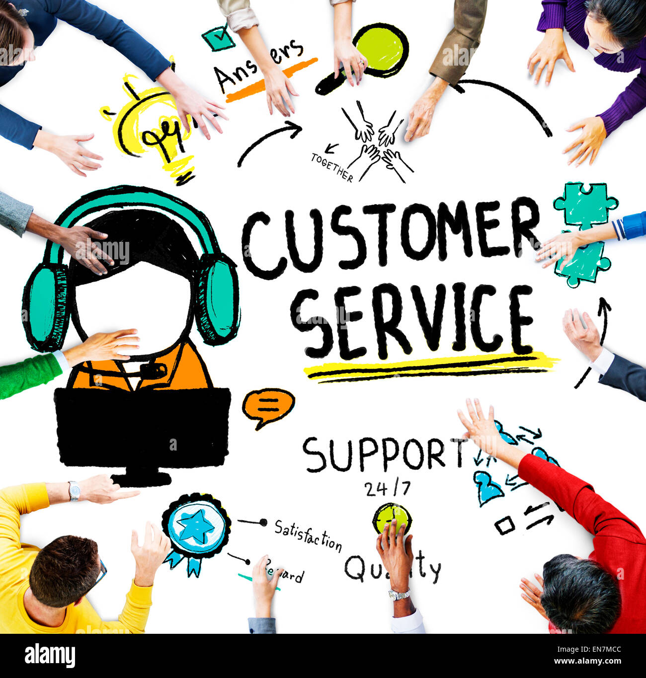 Assistenza clienti il servizio di assistenza Help concetto guida Foto Stock