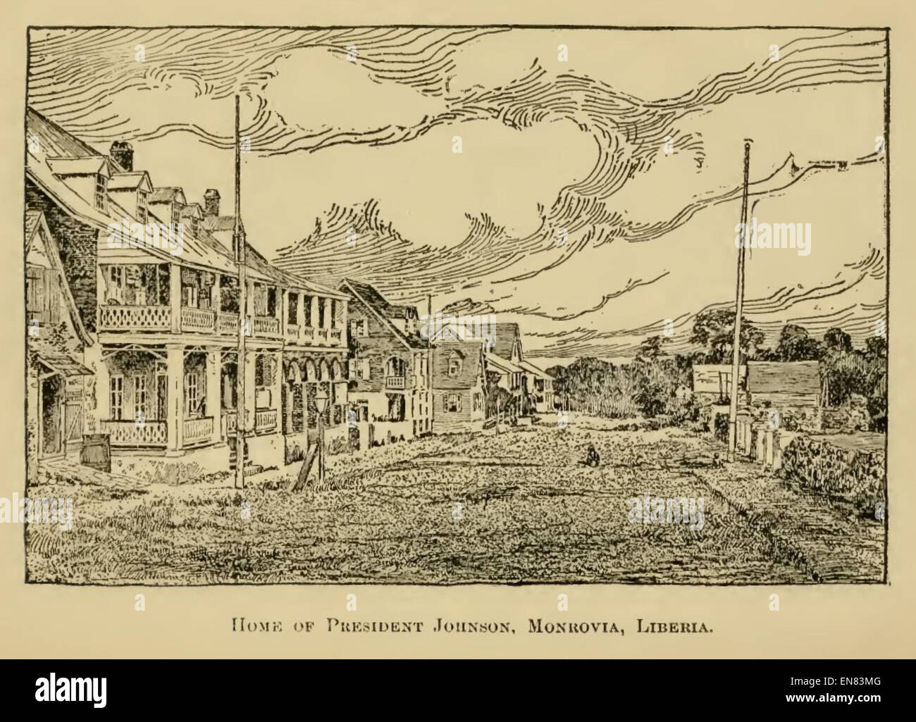 Pagina 11 di SMITH (1893) illustra Monrovia, la casa del presidente Johnson, offrendo uno sguardo sulla vita e la residenza di un'importante figura storica nella politica americana del XIX secolo. Foto Stock