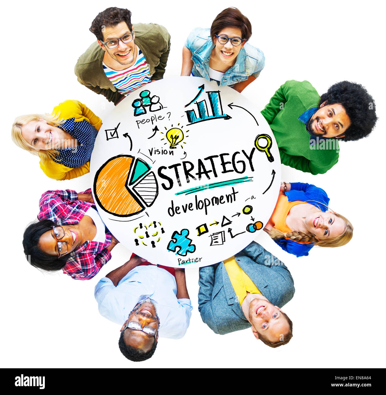 Lo sviluppo di una strategia di marketing di obiettivo Vision pianificazione del concetto di Business Foto Stock