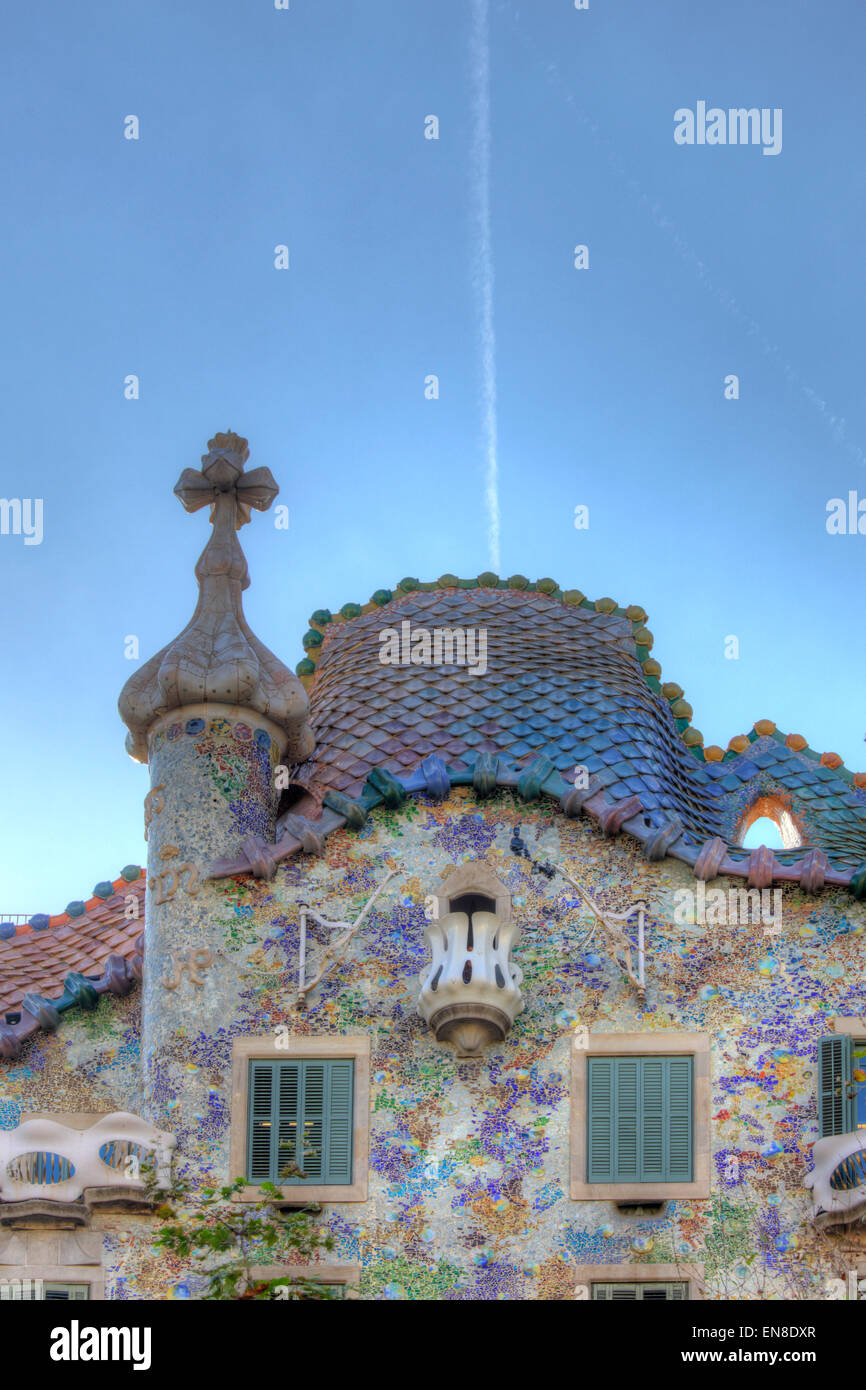 Dettaglio della Casa Batlló di Antoni Gaudì, Baarcelona, Spagna Foto Stock