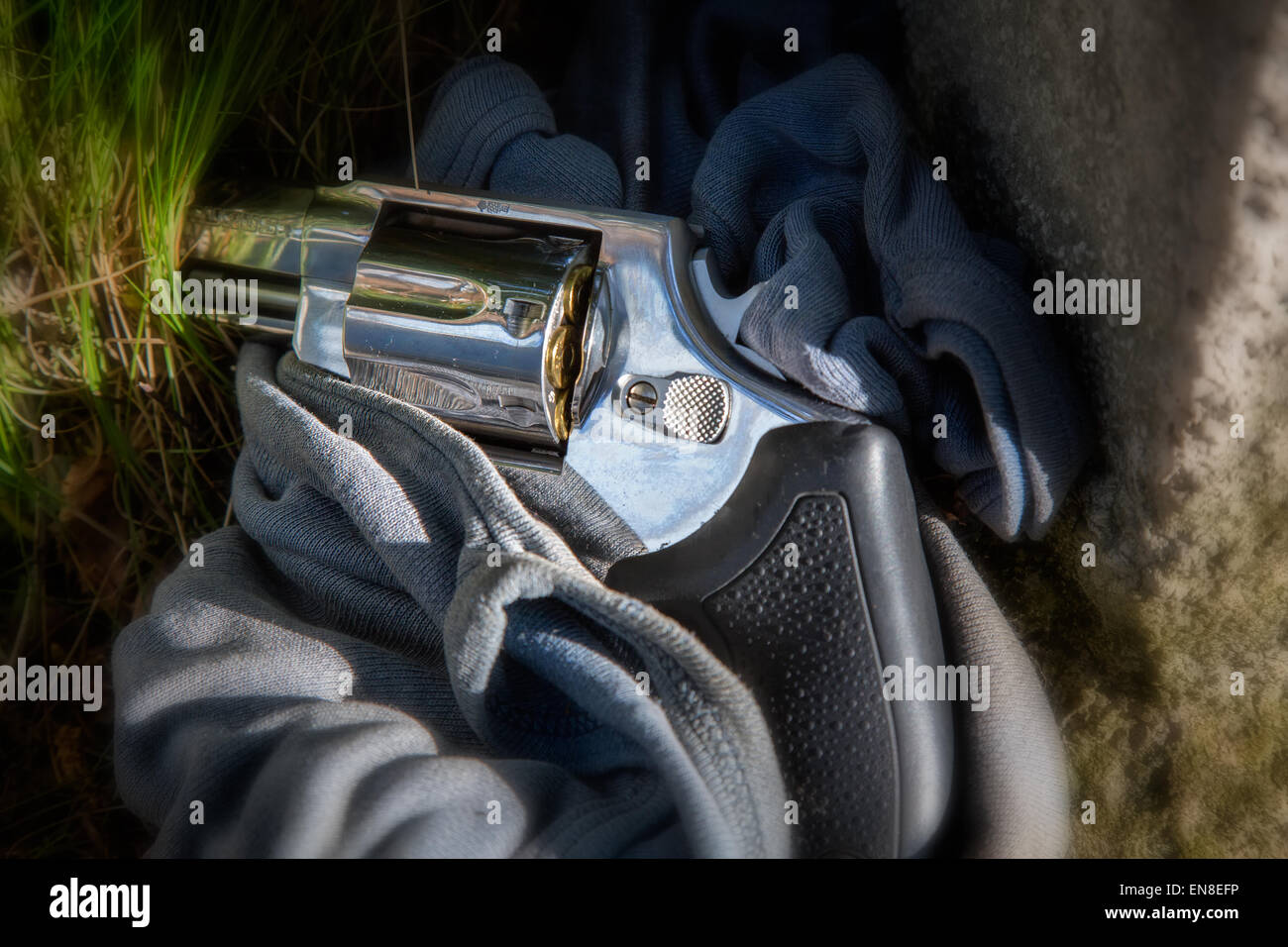 Revolver magnum 357 come prova della criminalità Foto Stock