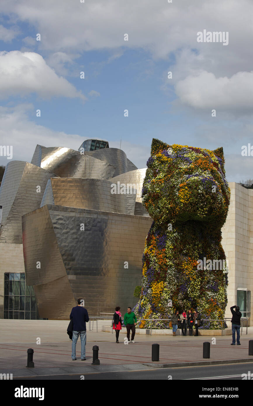 Il fiore cat al Museo Guggenheim, Bilbao, Spagna Foto Stock