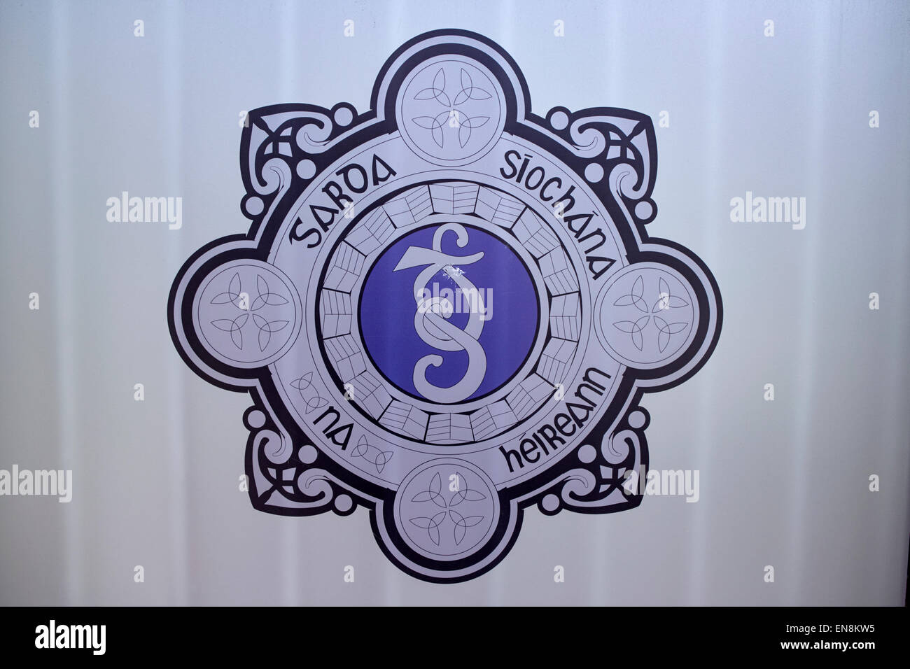 Garda siochana na heireann logo polizia irlandese Sligo, Repubblica di Irlanda Foto Stock