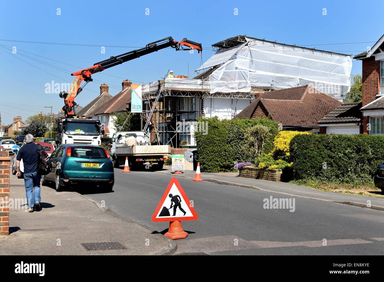 Surburban house è in fase di ristrutturazione Shepperton Surrey Foto Stock