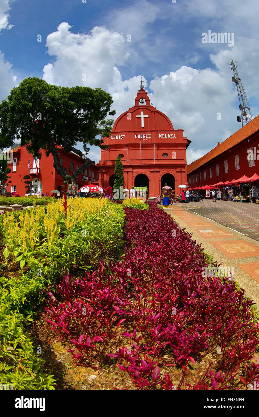 La Chiesa di Cristo in Piazza Olandese, conosciuta come Piazza Rossa, in Malacca, Malesia Foto Stock