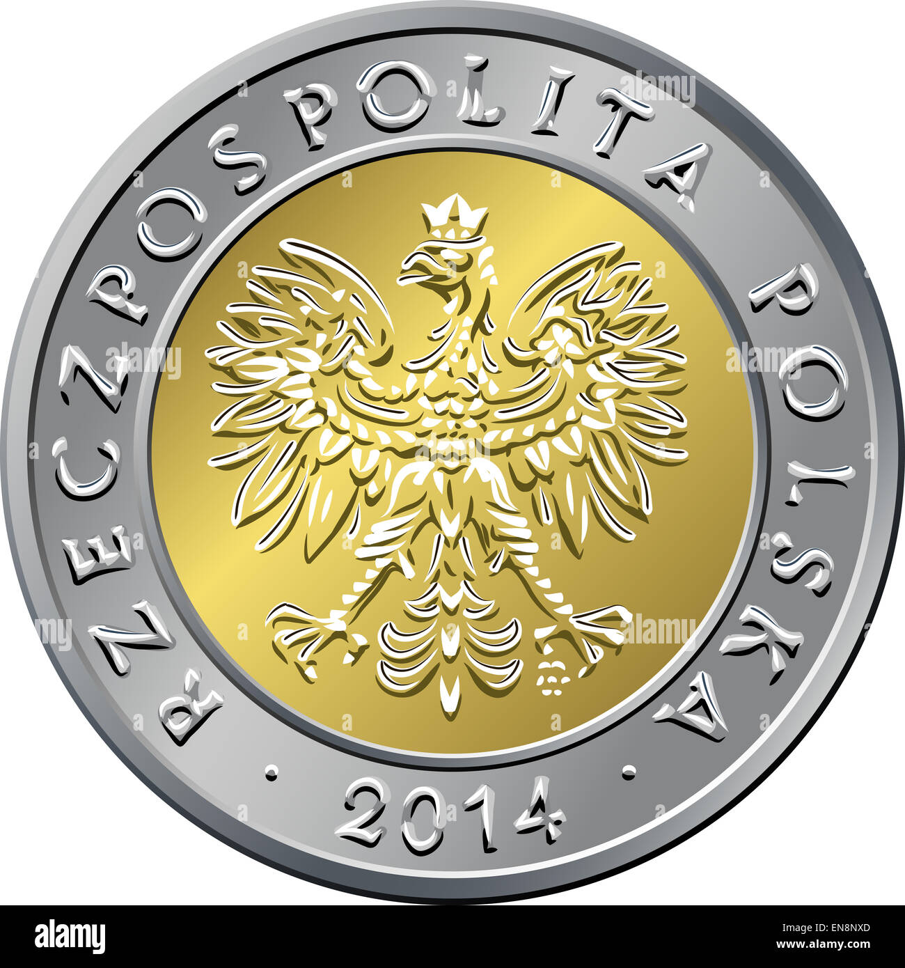 Complementare denaro polacco cinque zloty moneta Foto Stock