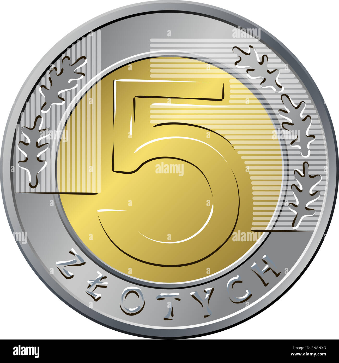 Reverse Polish denaro cinque zloty moneta Foto Stock