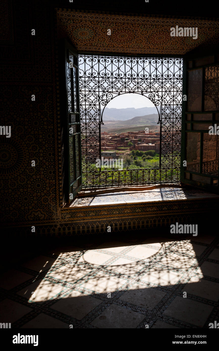 Finestra. Kashah di Telouet, Marocco. L'Africa. Foto Stock