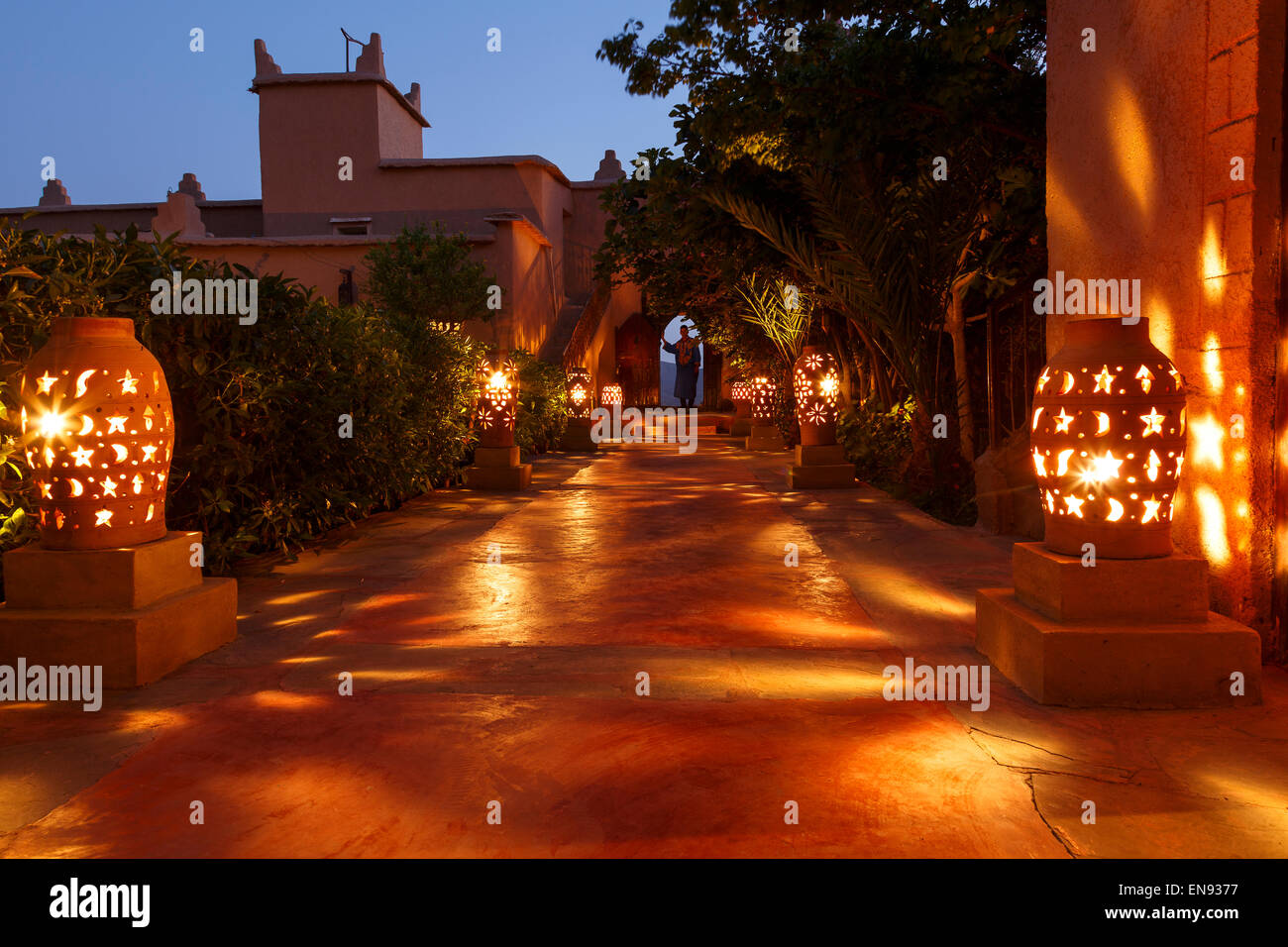 L'hotel. Foresta di palme. Nkob. Il Marocco. Africa Foto Stock