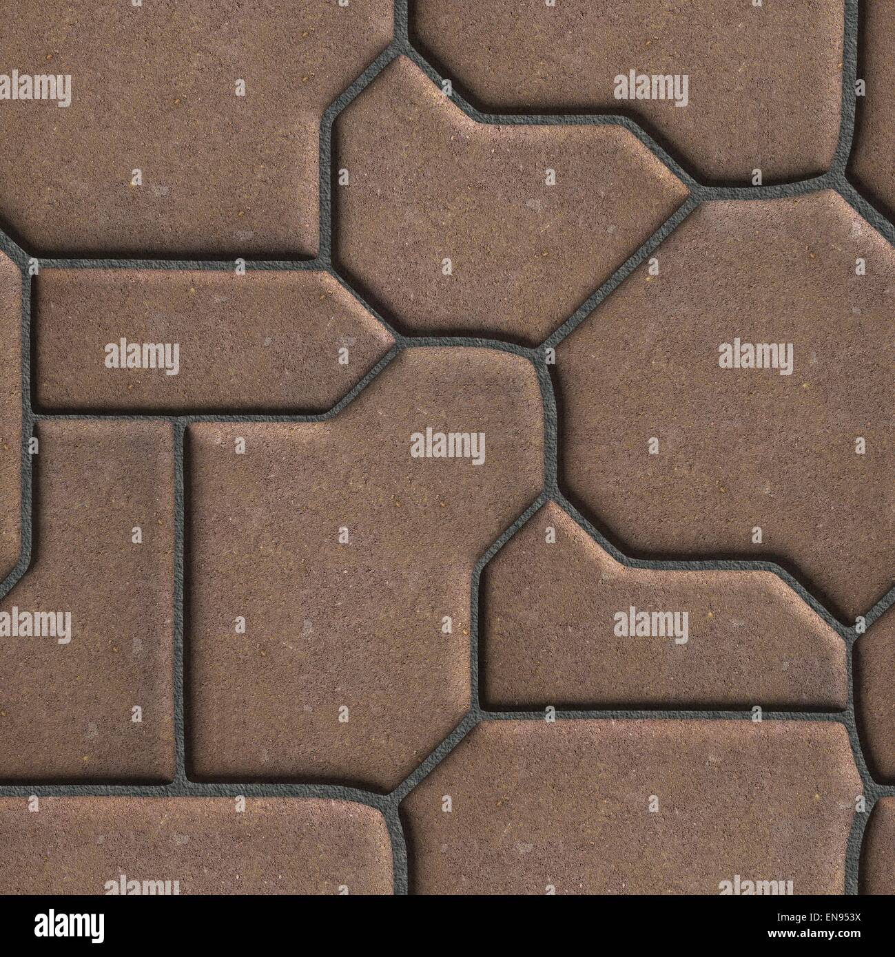 Pavimentazione marrone di figure varie forme - imitare le pietre naturali. Foto Stock