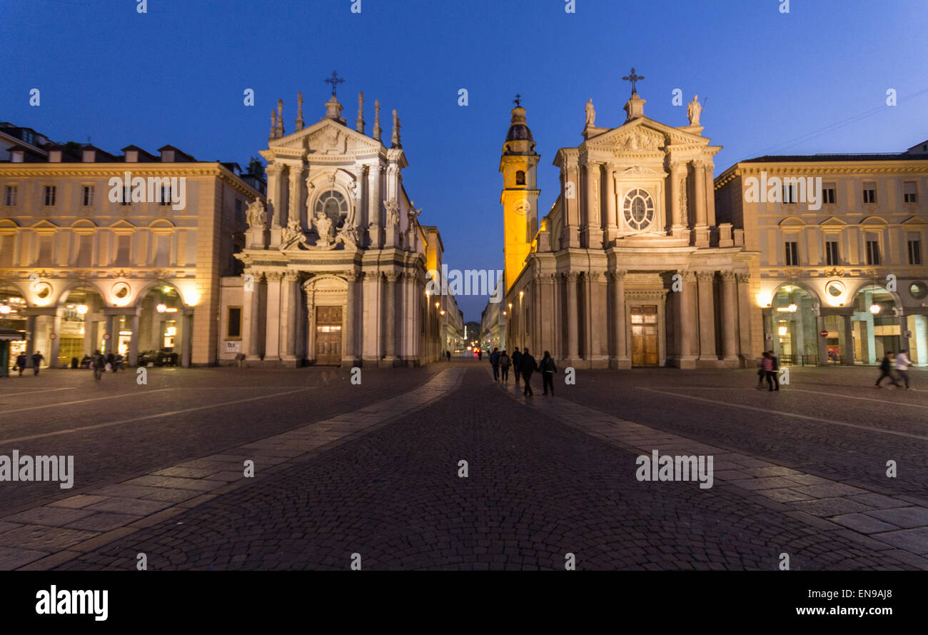 L'Italia, Piemonte, Torino, Piazza San Carlo e Santa Cristina e la chiesa di San Carlo Foto Stock