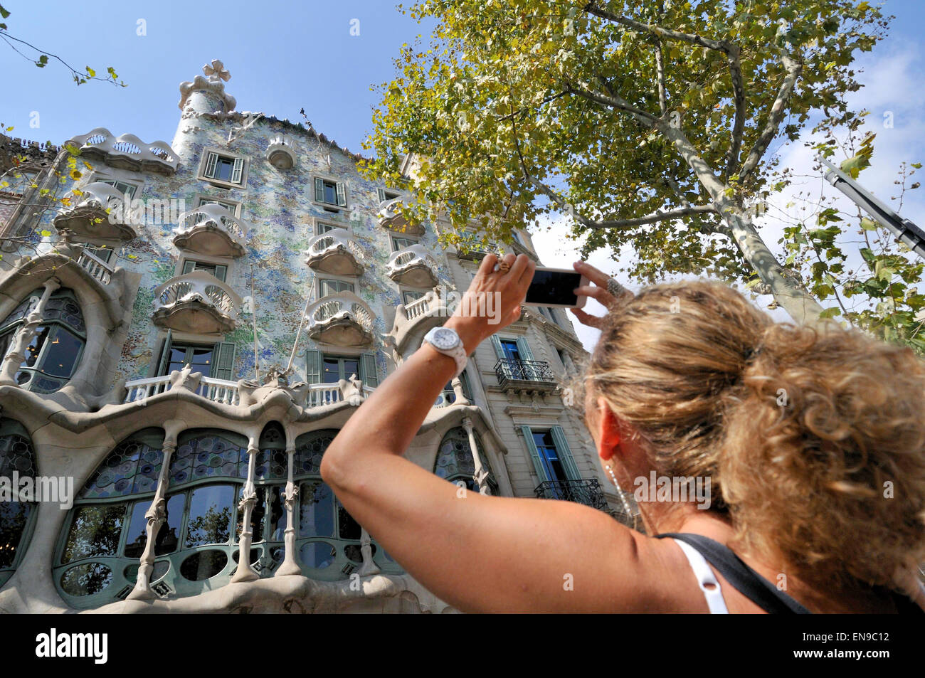 Casa Batlló, Passeig de Gracia 43, ristrutturato di Antoni Gaudí e Josep Maria Jujol nel 1904-1906. Barcellona. La Catalogna, Spagna Foto Stock