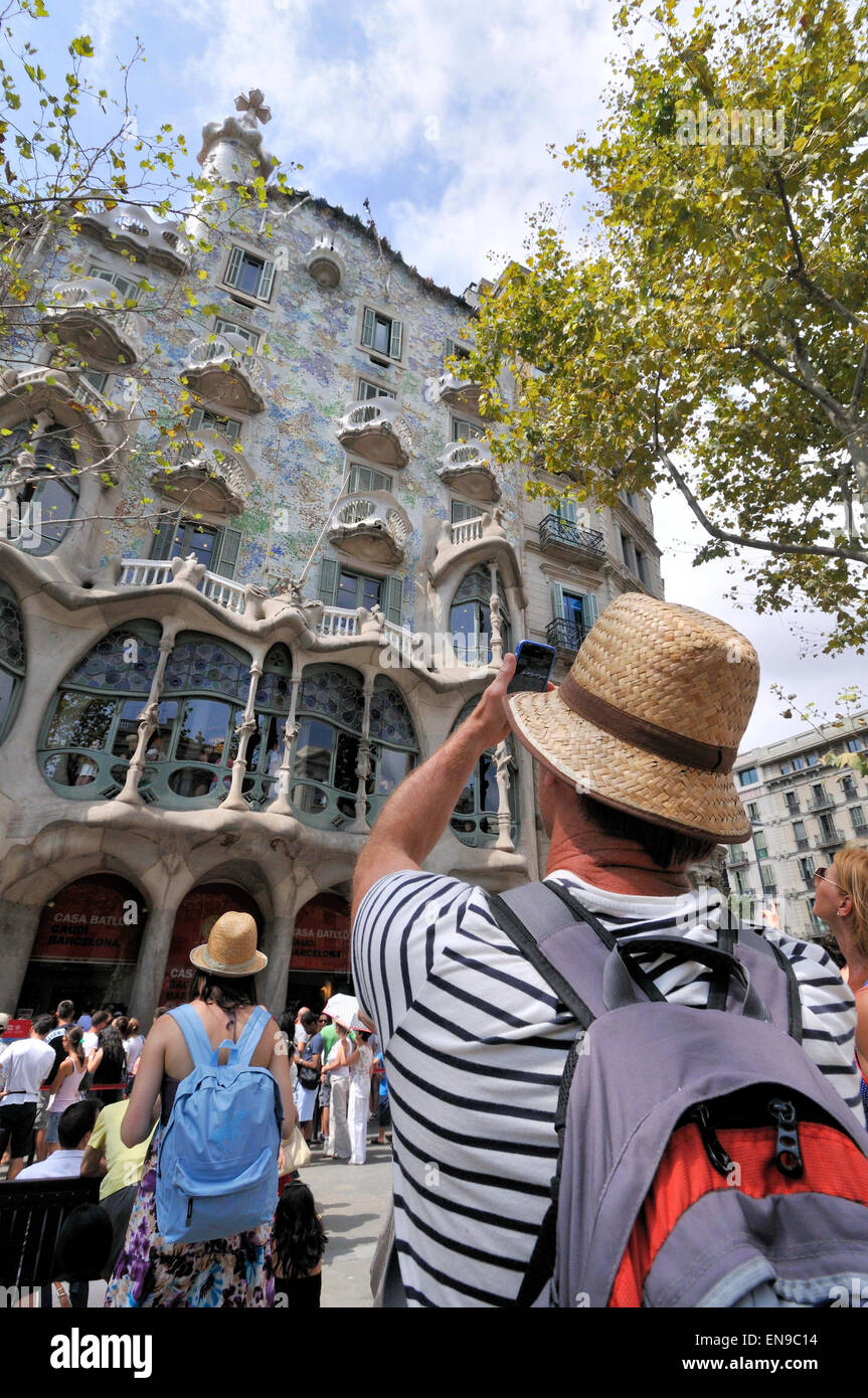Casa Batlló, Passeig de Gracia 43, ristrutturato di Antoni Gaudí e Josep Maria Jujol nel 1904-1906. Barcellona. La Catalogna, Spagna Foto Stock