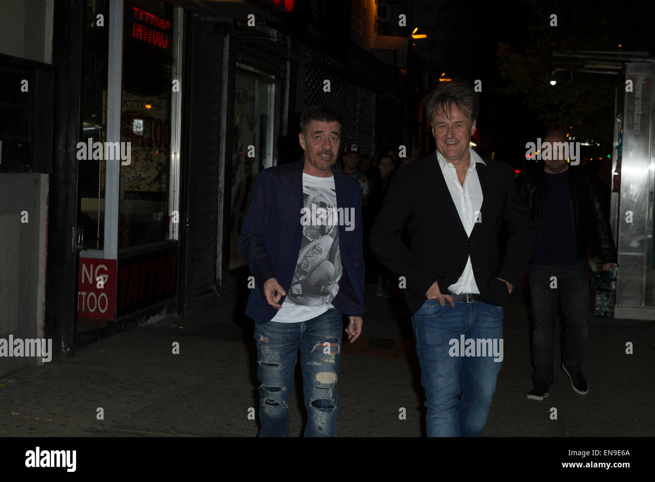 New York, NY - Aprile 29, 2015: John Keeble di Spandau Ballet band sbarca per lo screening di anima i ragazzi di tutto il mondo occidentale a film indipendente Center di Manhattan Foto Stock