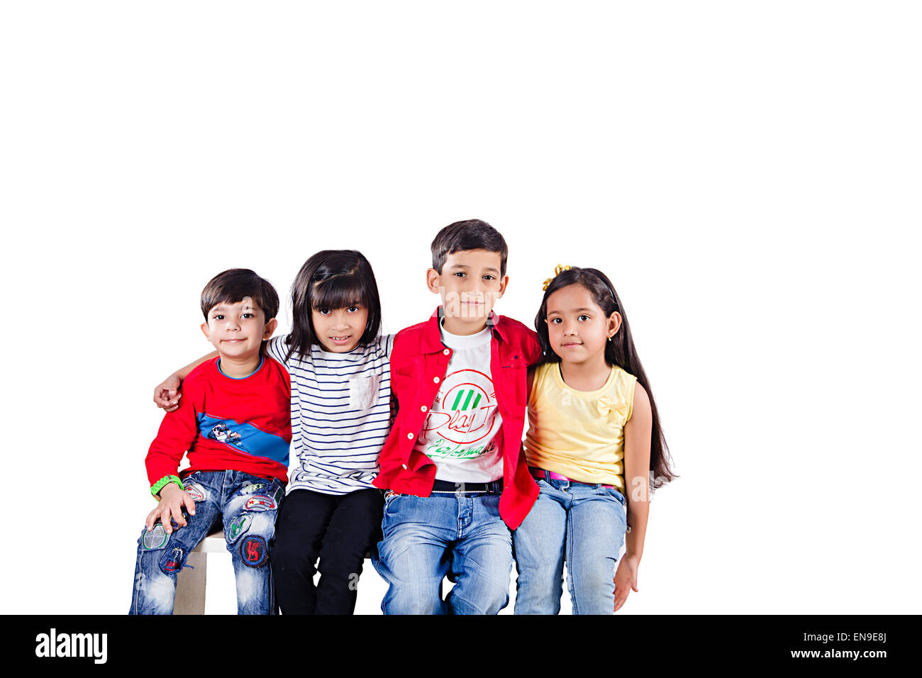 4 indiana indiana Kids amici godere Foto Stock