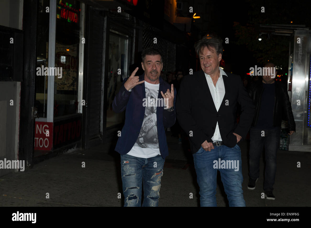 New York, NY - Aprile 29, 2015: John Keeble di Spandau Ballet band sbarca per lo screening di anima i ragazzi di tutto il mondo occidentale a film indipendente Center di Manhattan Foto Stock